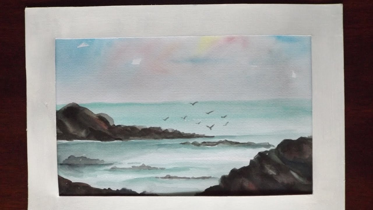 1280x720 Very Easy How To Paint A Little Seascape For Beginners Using