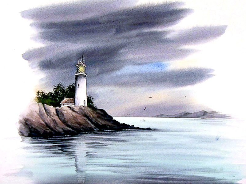 800x600 Watercolour Tutorial Paint An Atmospheric Lighthouse Seascape