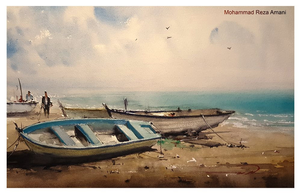 1000x645 Seascape Boats Watercolour Painting Inspired By