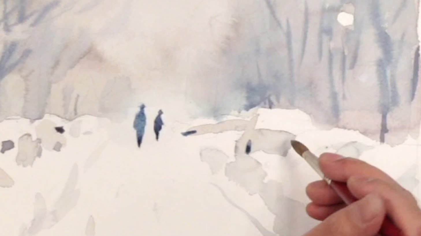 1458x820 How To Watercolor Painting Tutorial Of A Snow Street By Yong Chen