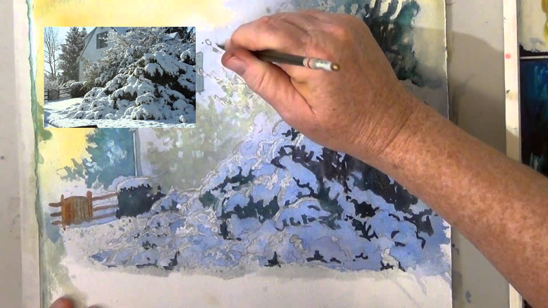 1920x1080 Painting Snow In Watercolor