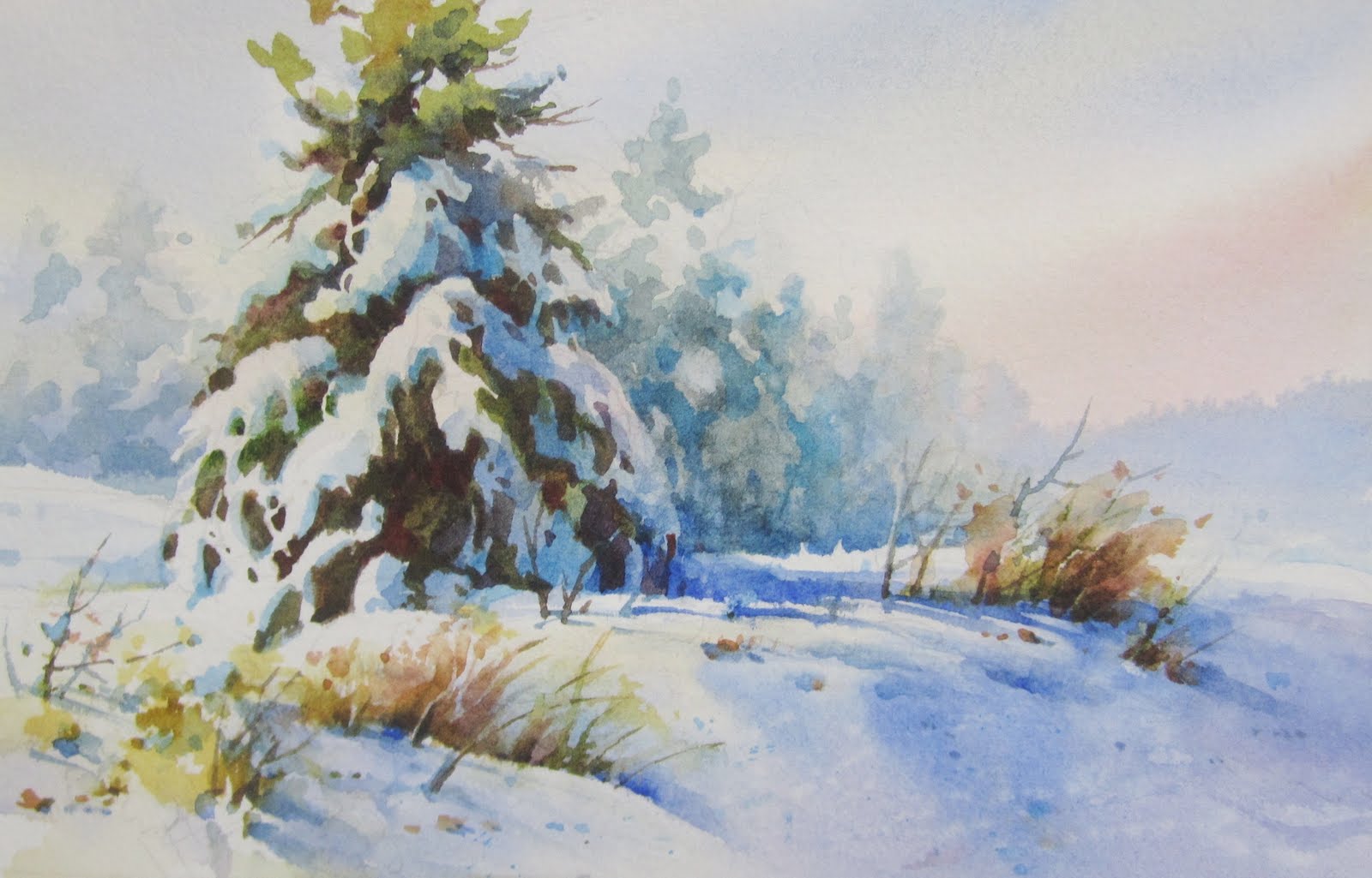 1600x1025 Painting Winter Snow In Watercolor Roland Lee