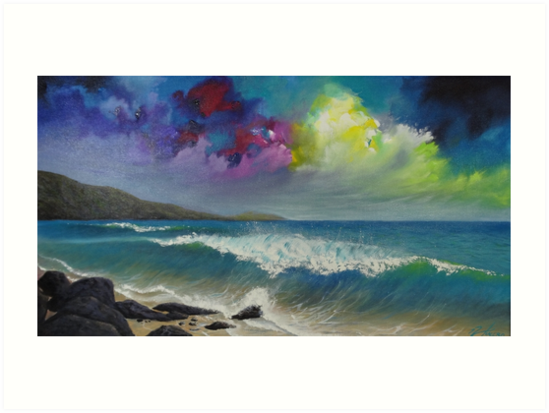 549x413 Original Colorful Seascape Painting With Ocean Waves And A Bright