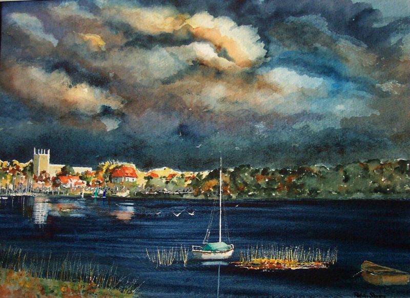 800x581 Robin Storey Watercolour Paintings Hornsea Mere Stormy