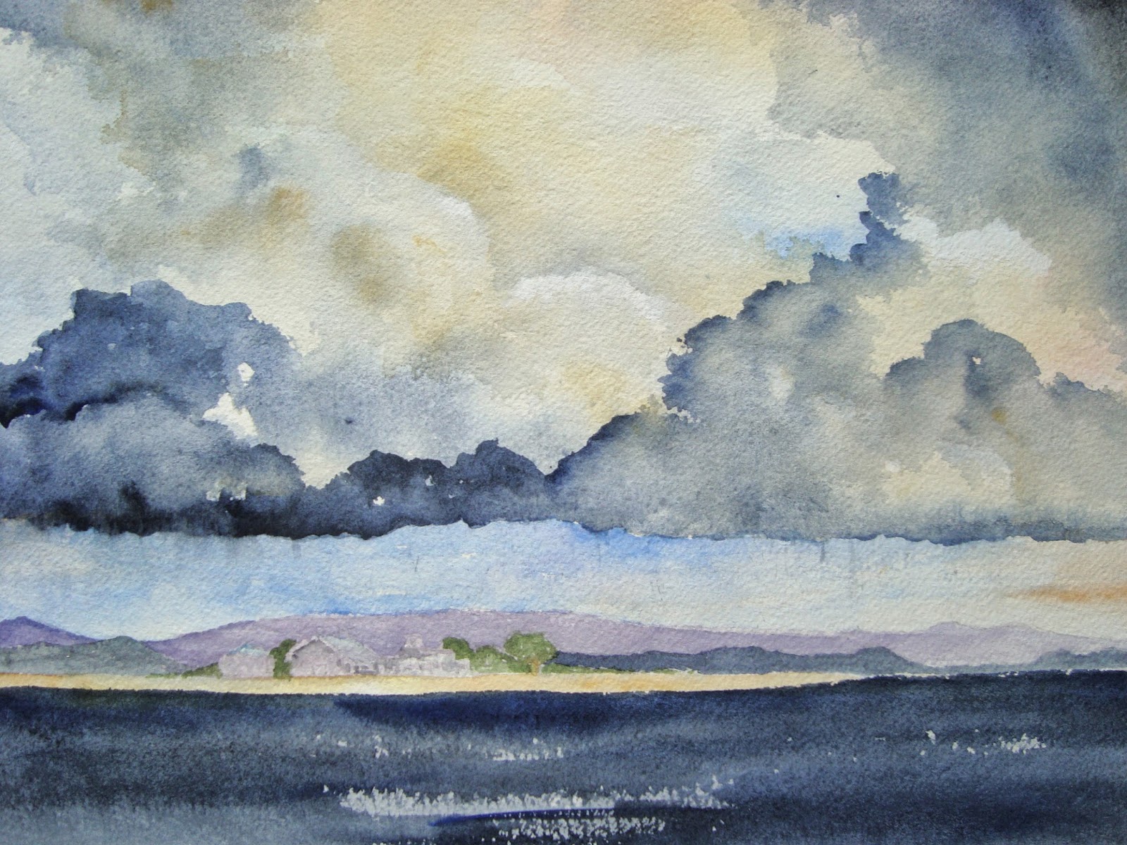 1600x1200 Watercolour Florals Stormy Day