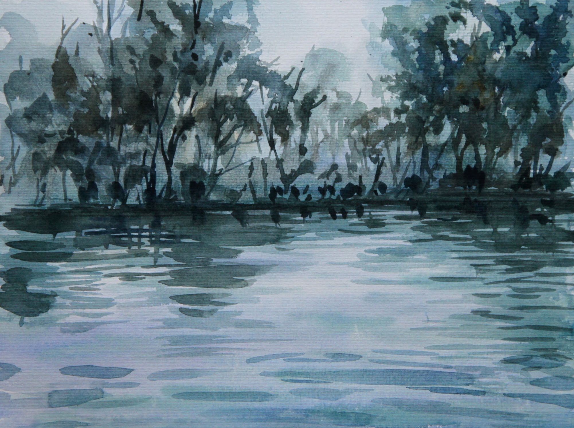 2003x1492 Tutorial Watercolor Art Painting Forest And Water Atmosphere