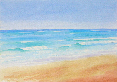 400x281 Watercolour Painting Beach