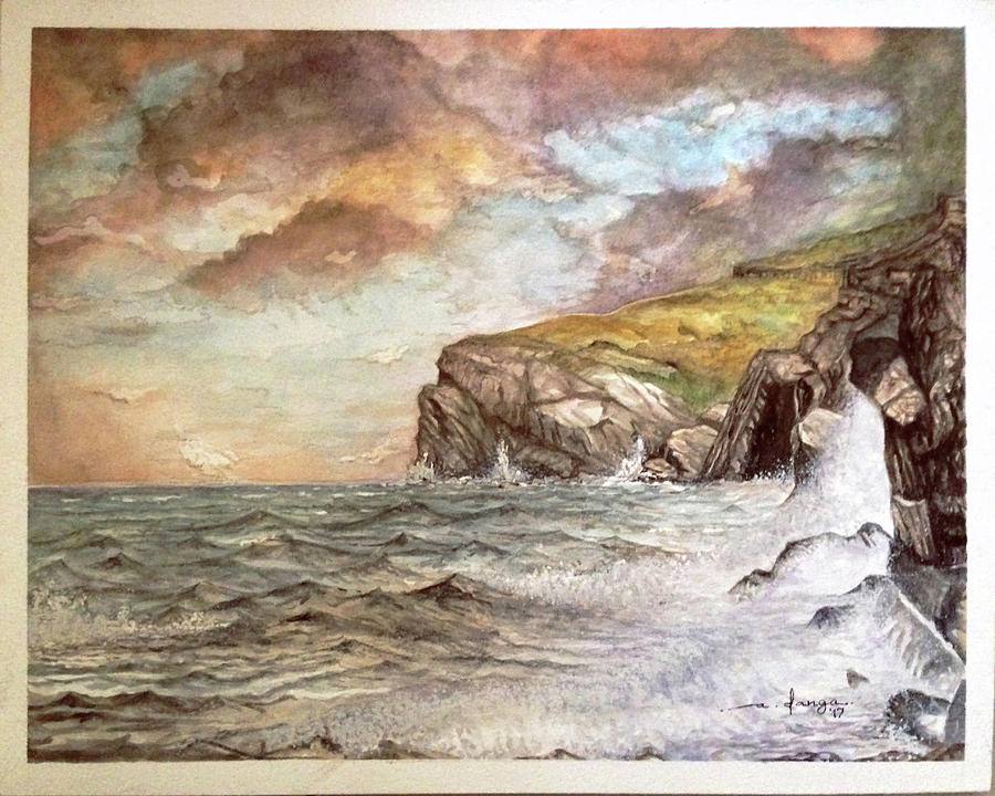 900x720 Waves In Watercolor Painting By Arnildo Danga
