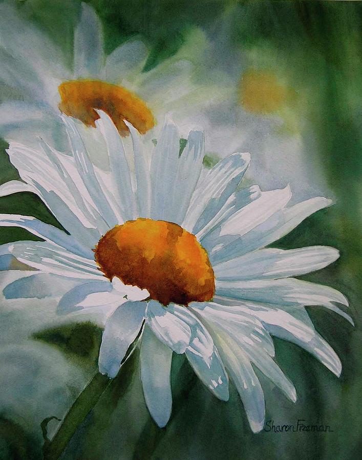 707x900 White Daisies Painting By Sharon Freeman