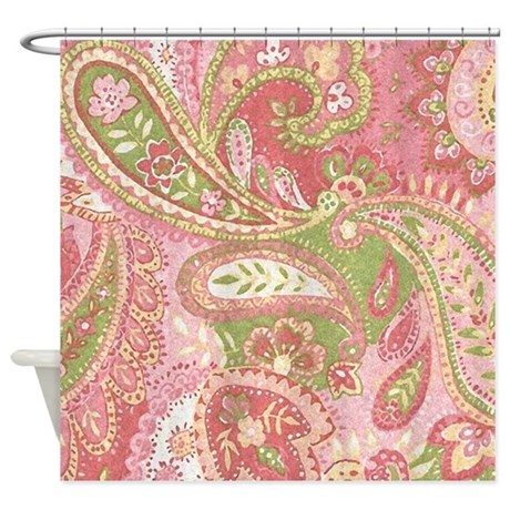 460x460 Baby Pink Paisley Watercolor Shower Curtain By Dpeagreendesigns