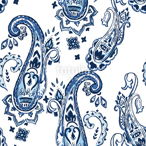 500x500 Seamless Watercolor Paisley Pattern. Ethnic Print Stock Image And