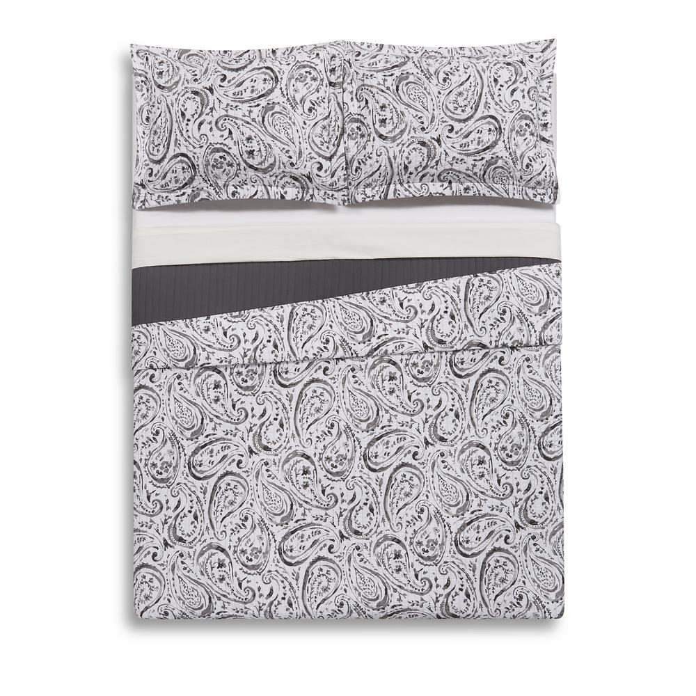 1000x1000 Truly Soft Watercolor Paisley Grey Twin Extra Long Quilt Set