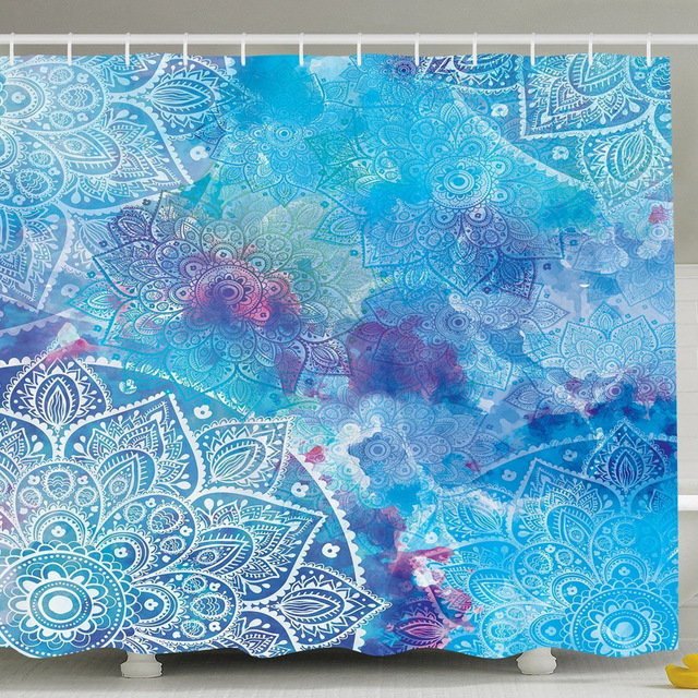 640x640 Batik Decor Shower Curtain Artistic Paisley Floral White Lace