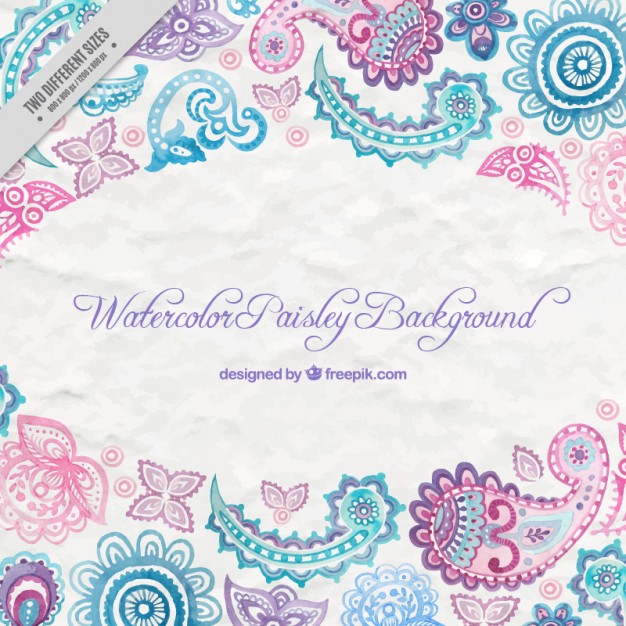 626x626 Watercolor Paisley Decoration Background Vector Free Download