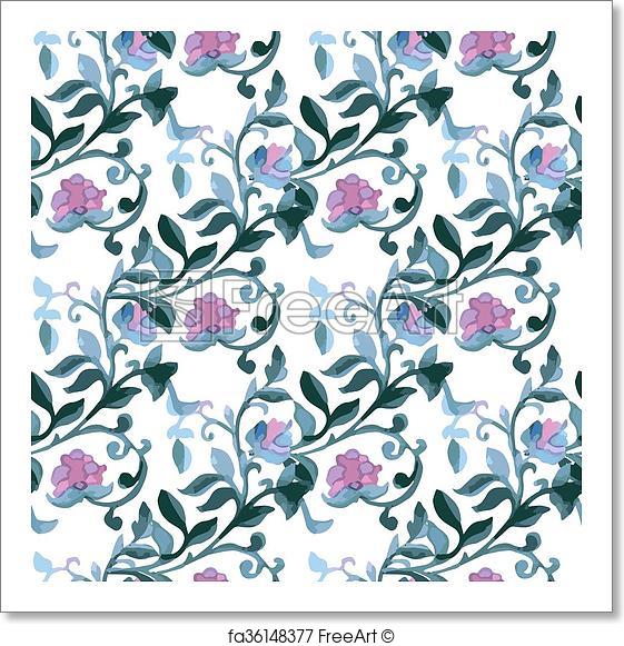 561x581 Free Art Print Of Watercolor Paisley Seamless Background