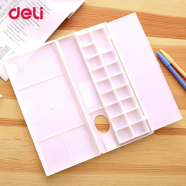 640x640 Deli Professional Plastic Oil Watercolor Painting Palette Folding