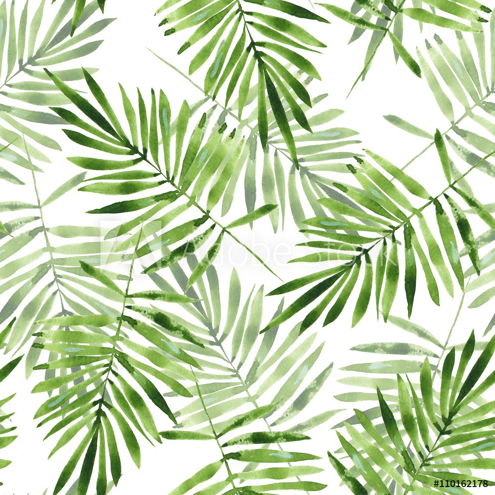1000x1000 Photo Amp Art Print Palm Leaves. Watercolor Seamless Pattern 2