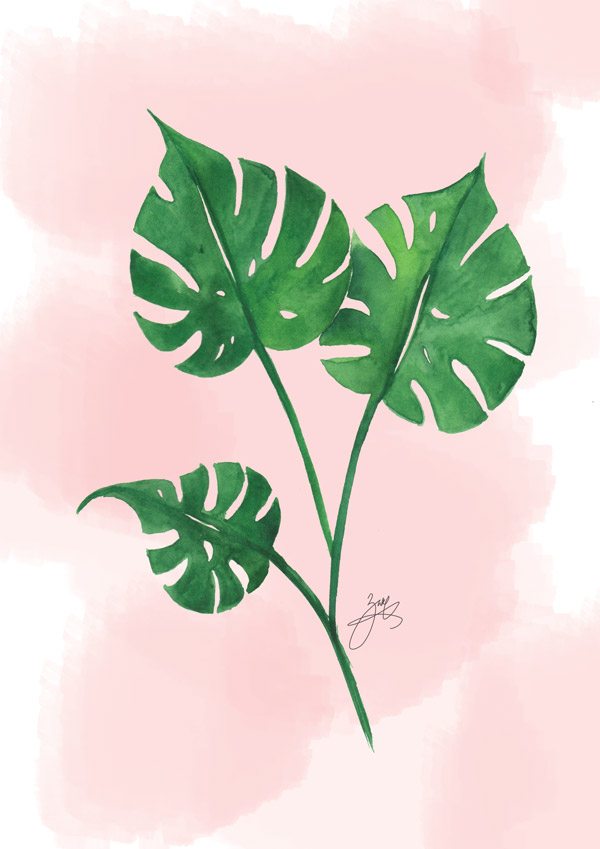 600x849 Watercolor Tropical Leaf Tutorial Dawn Nicole