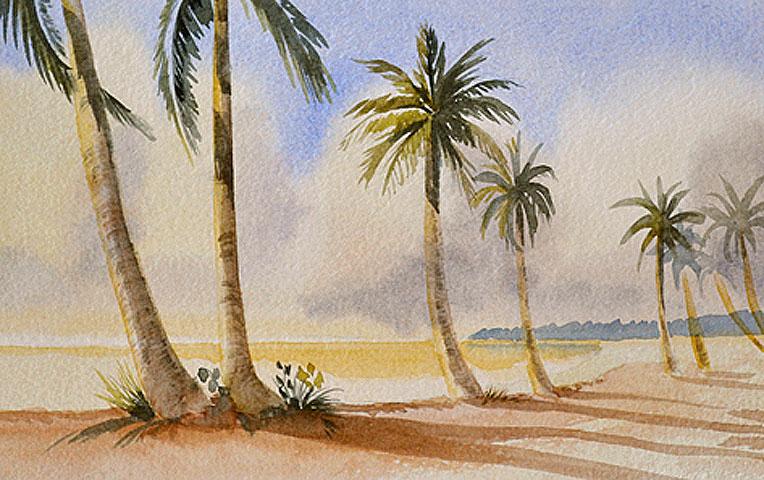 764x480 Palm Tree Watercolor Painting