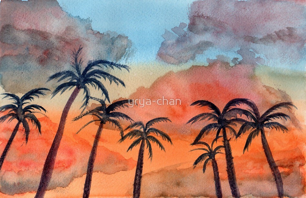 1000x648 Sunset Upon Palm Trees