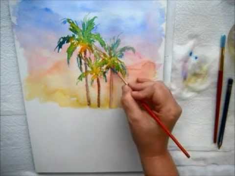 480x360 Coconut Palm Trees In Watercolor