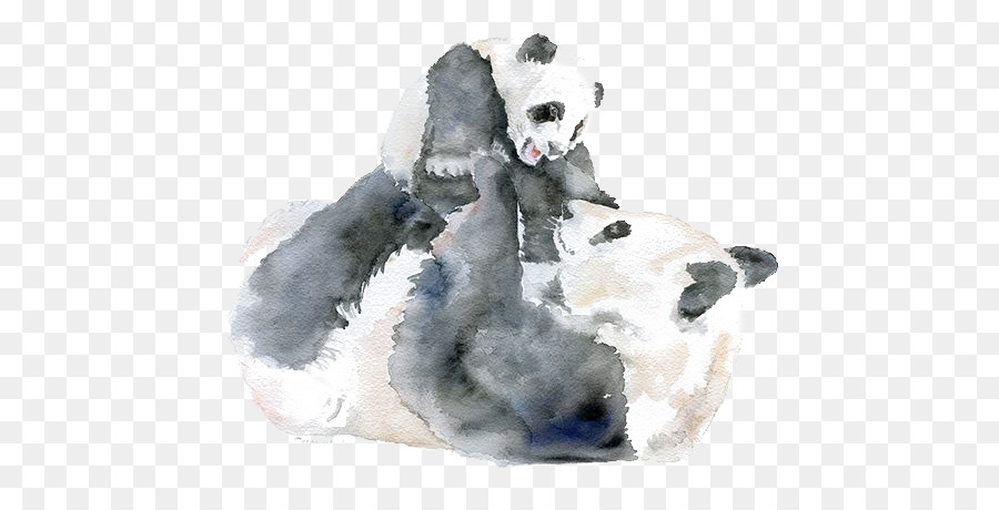 900x460 Giant Panda Watercolor Painting Infant Mother