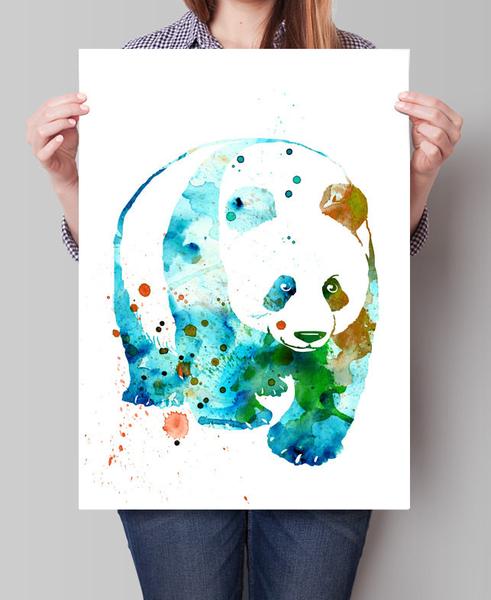 491x600 Panda Watercolor Print, Watercolor Painting, Panda Art, Panda Wall