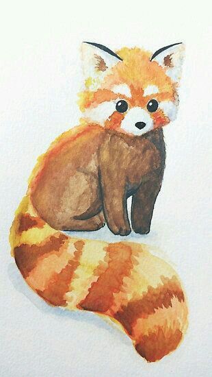 310x550 Red Panda Watercolor Painting Animal Painting, Art, Artwork