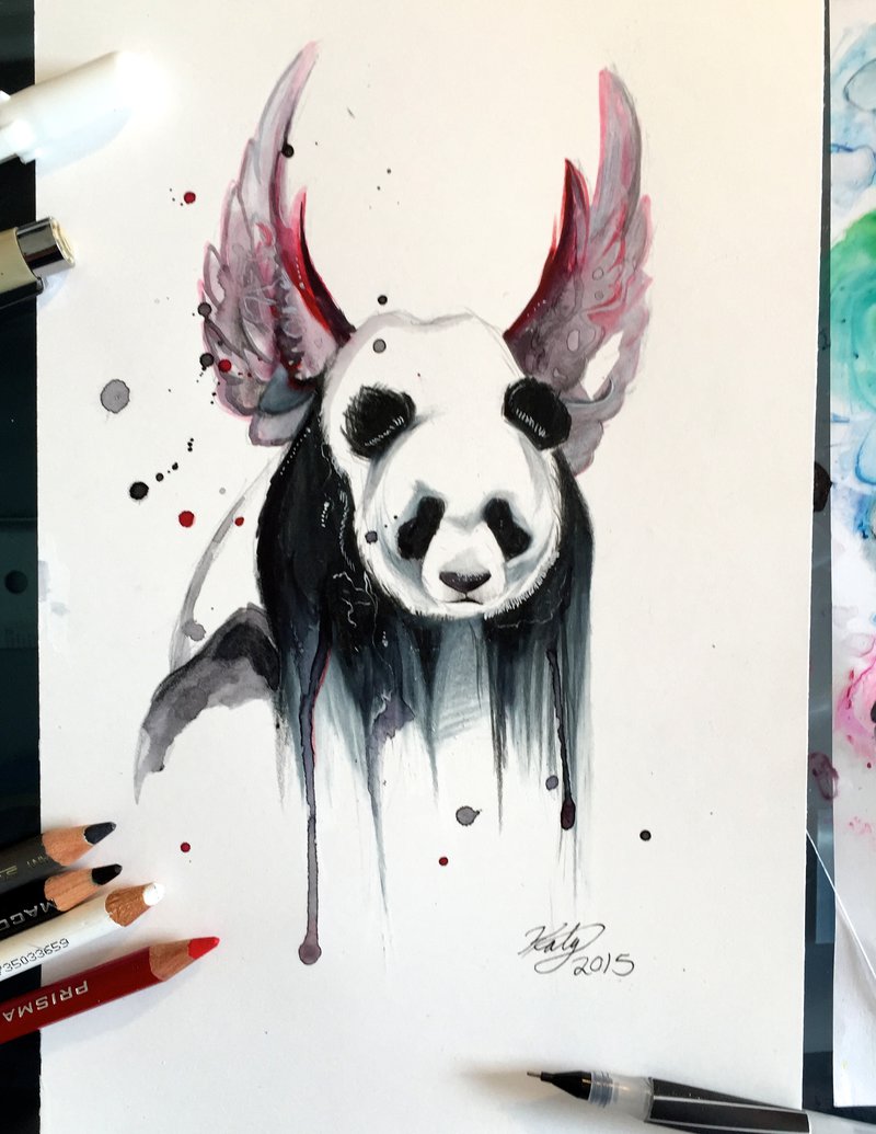 800x1035 Drawn Panda Paint Splatter