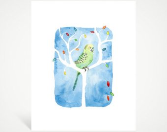 340x270 Parakeet Watercolor Etsy