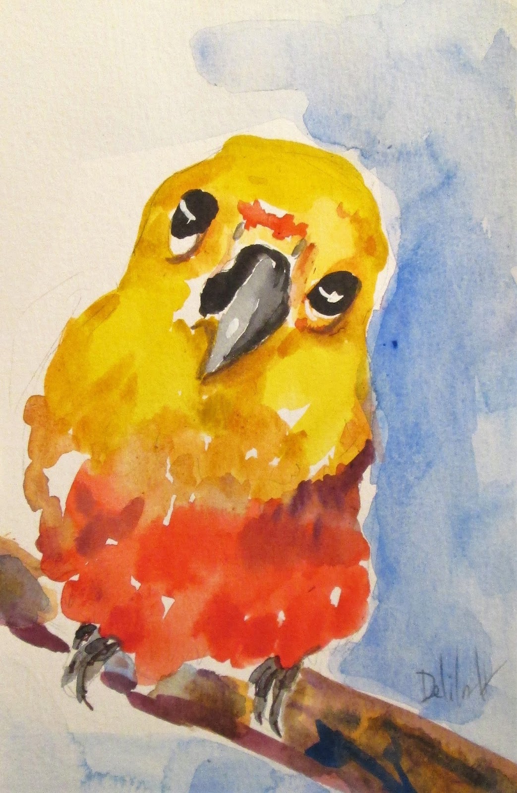 1043x1600 Parakeet Watercolor Painting In The Studio With Delilah