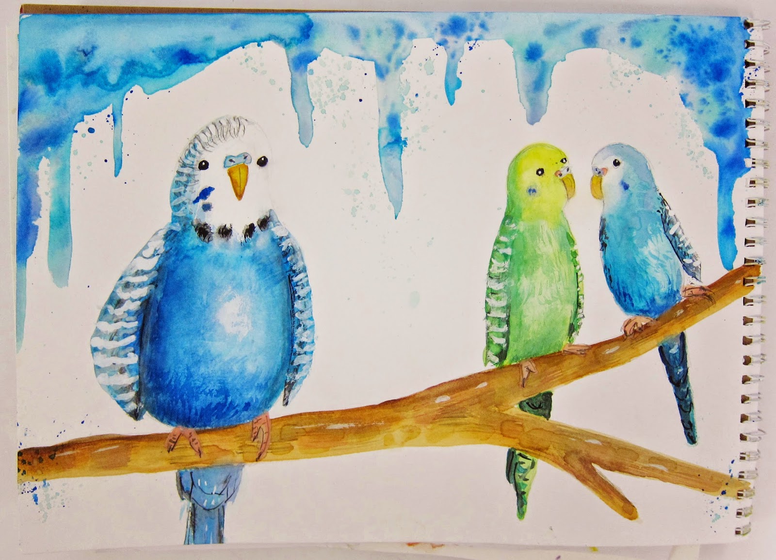1600x1155 Steps Of Watercolor Painting Parakeets In Watercolor