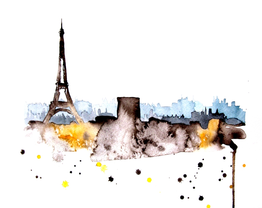 880x700 Paris Watercolor Art Print