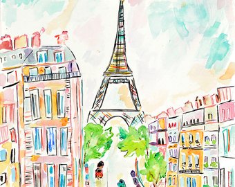 340x270 Paris Watercolor Etsy