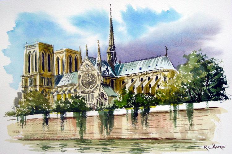 750x498 Watercolor Painting Of Notre Dame, Paris