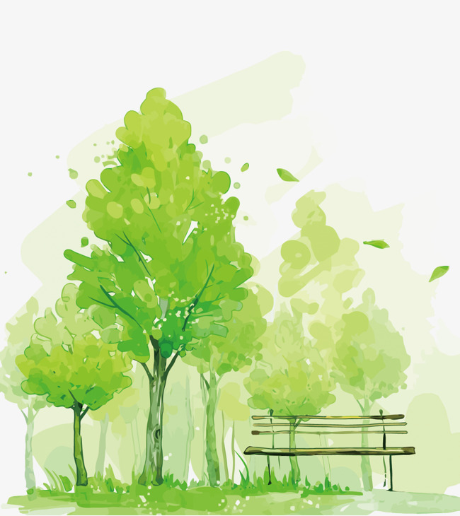 650x730 Vector Green Trees, Green, Watercolor, Park Png And Vector For