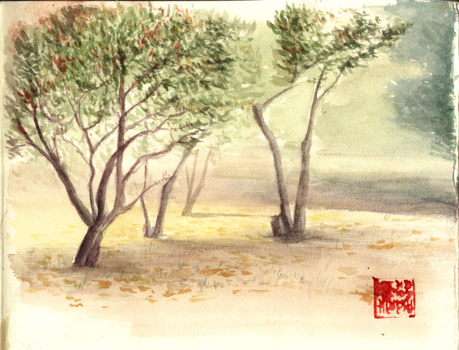 900x685 Watercolor Park By Ritam