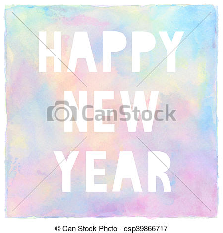 450x470 Happy New Year On Pastel Watercolor Background.