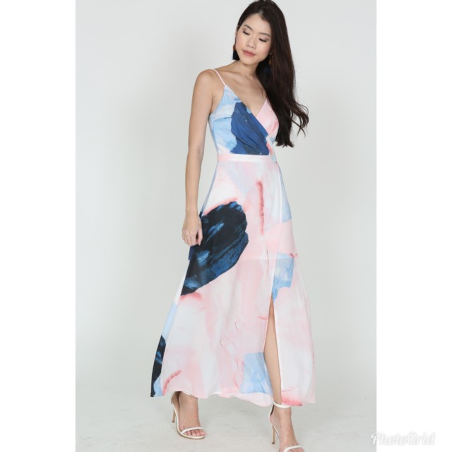640x640 Bnwot Mds Collections Crocus Wrapped Dress In Pastel Watercolor
