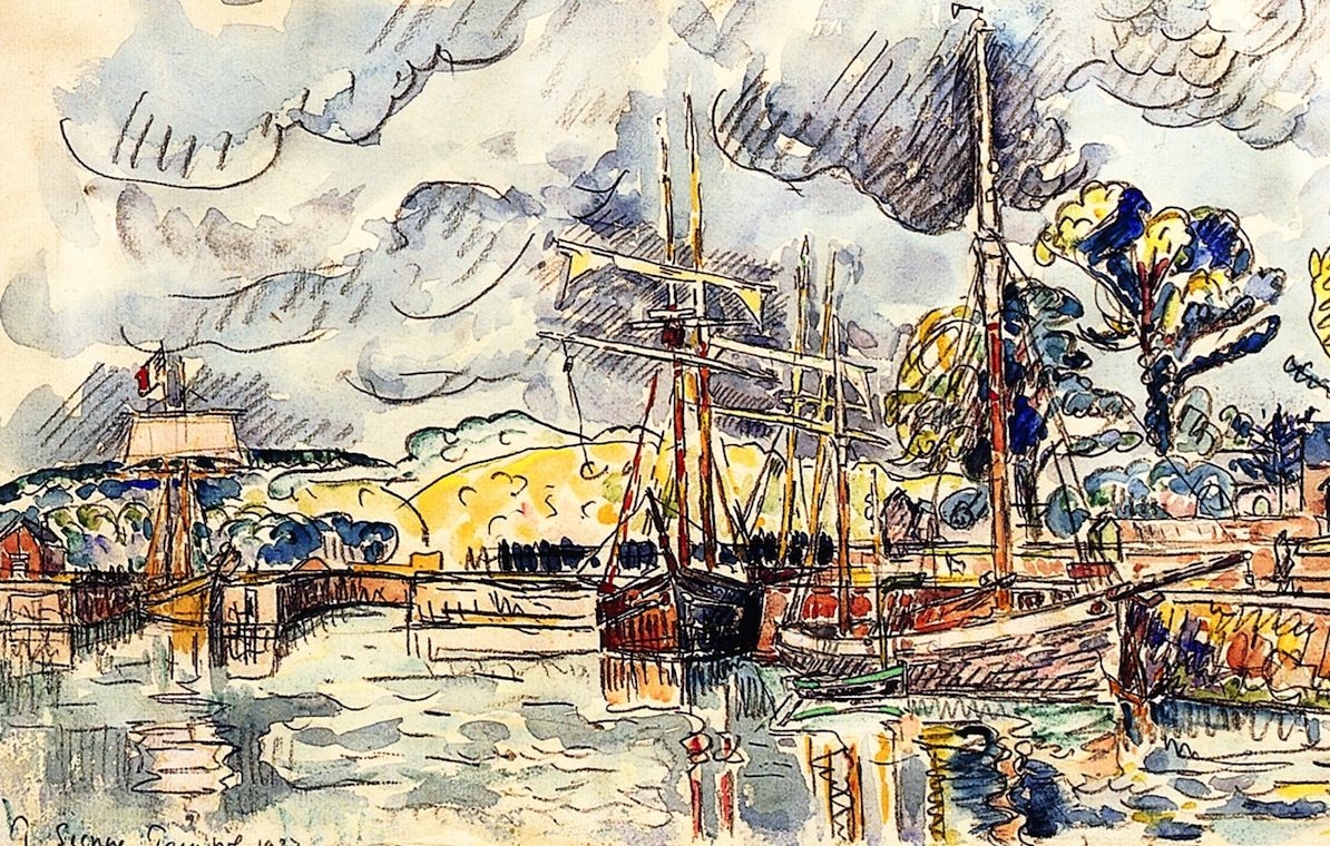 1194x760 Paul Signac, Port Scene, 1927. Great Watercolors