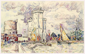 300x191 Paul Signac Watercolor Reproduction La Rochelle, 1925