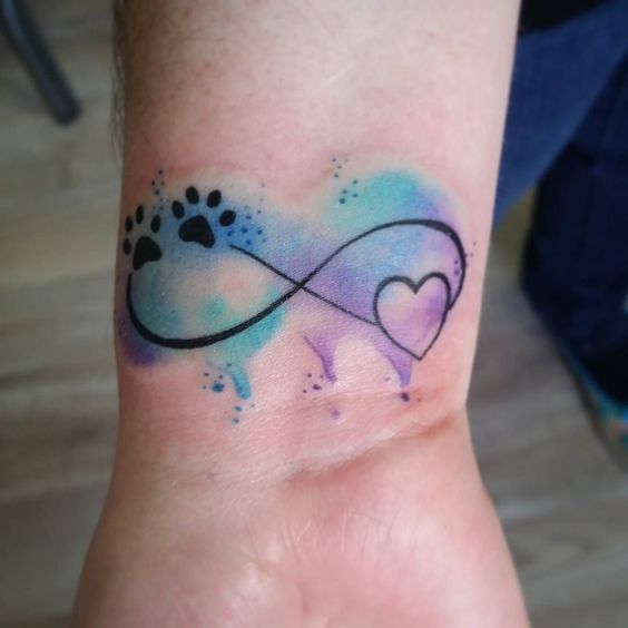 564x564 Watercolor Paw Print Infinity Tattoo On Wrist