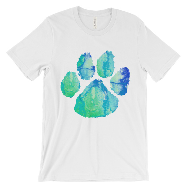 600x600 Watercolor Paw Print T Shirt Blue