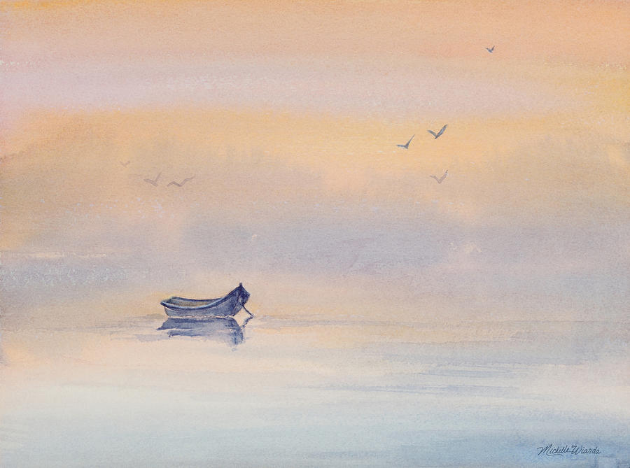 900x669 Misty Morning Peace Watercolor Painting Painting By Michelle