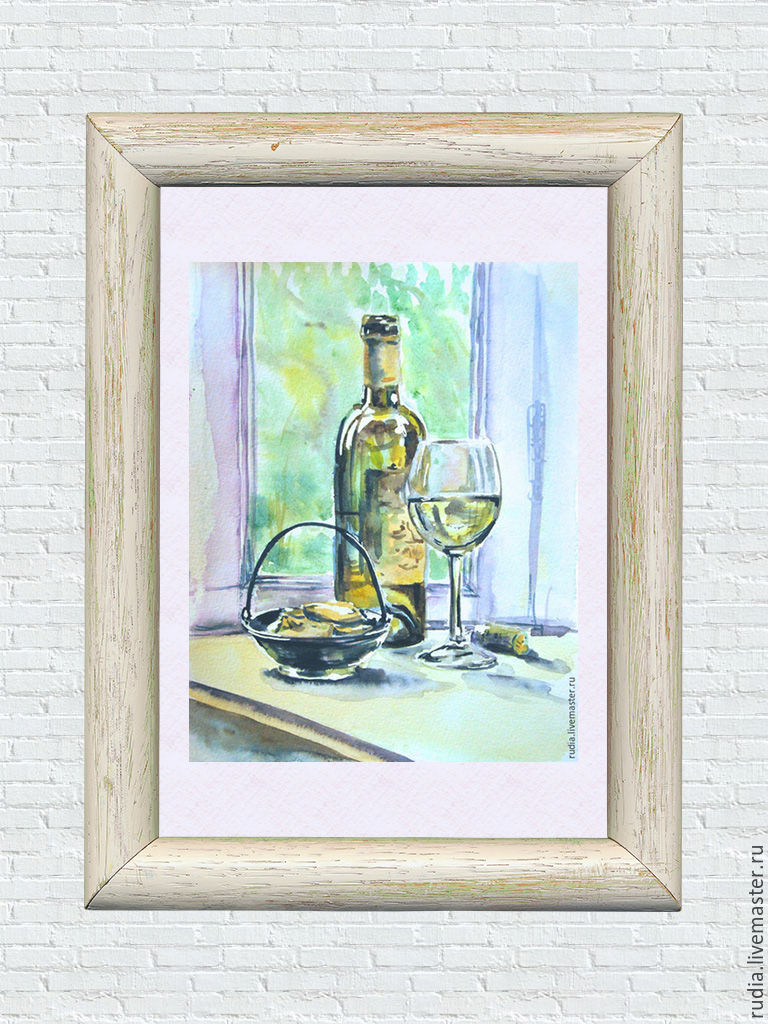 768x1024 Watercolor Peace Of The Evening White Wine Watercolor Painting