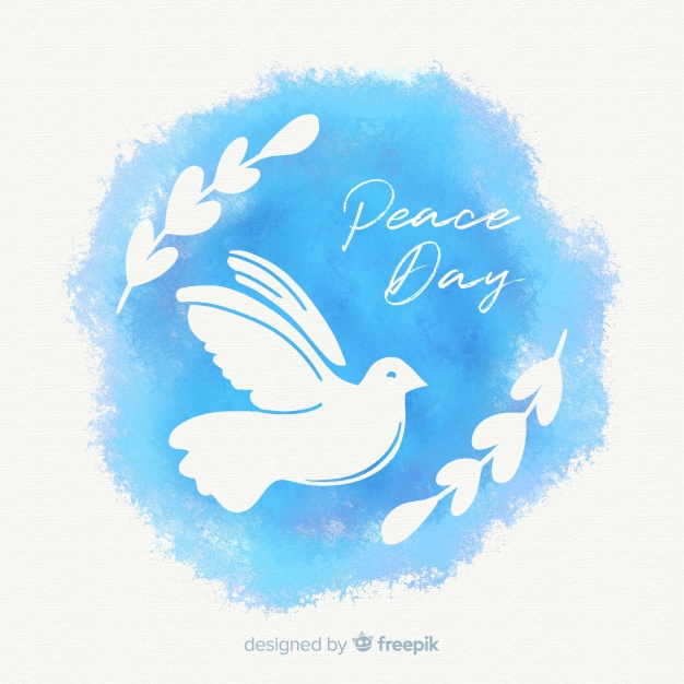 626x626 Watercolor Peace Day Composition With Lovely Dove Vector Free