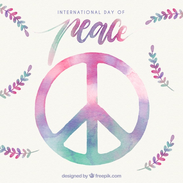 626x626 Watercolor Peace Symbol And Laurel Leaves Vector Free Download