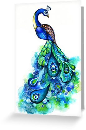 277x415 Peacock Watercolor Greeting Cards By Annya Kai Redbubble
