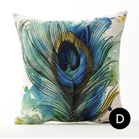 450x450 Watercolor Peacock Feather Throw Pillows For Living Room Linen