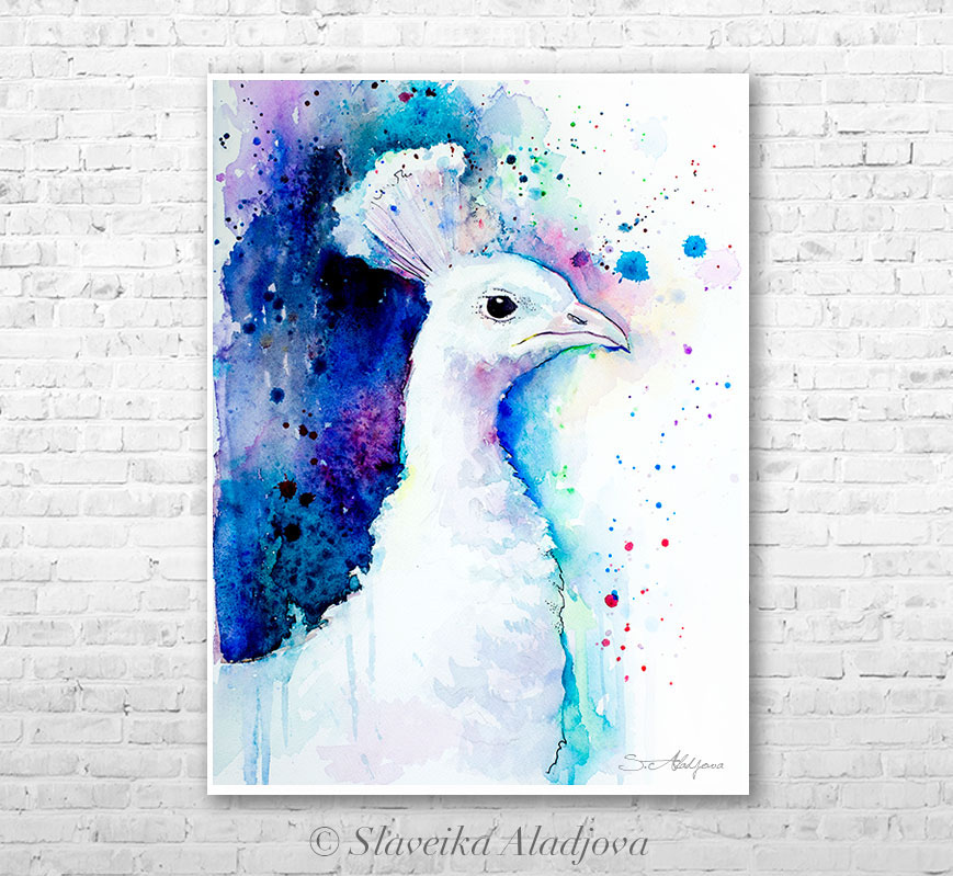 869x799 White Peacock Watercolor Painting By Slaveika Aladjova On Behance